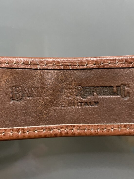 Banana Republic Vintage 30 Full Grain Leather & Canvas Italy Wide Belt Safari main image 6